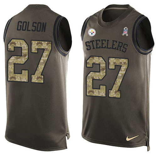 Men's Limited Senquez Golson Nike Jersey Green - #27 Salute to Service Tank Top NFL Pittsburgh Steelers